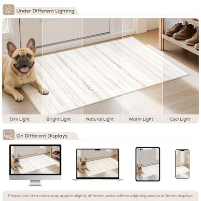 Nakagishi Boho 2x4 Washable Area Rug Non Slip Carpet for Entryway Beige - color: Beige Brown, size: 2' X 4' (Rectangular)