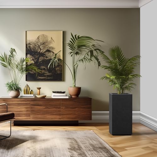 Kante Large Column Square Black Concrete Planter 27.6" H, Outdoor - color: Black, size: 27.6" H