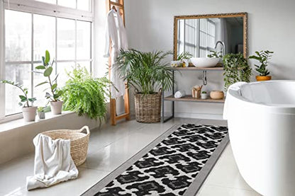 REMNAZ Custom Size Non-Slip Rubber Backed Hallway & Stair Runner | Washable, Robot & Pet Friendly | Curl Resistant, Shed-Free, Anti-Fray Edges | 31 inch Wide X 6 feet Long, Royal Grey - color: ‎royal / Grey, size: 31 inch Width X 6 Feet Length