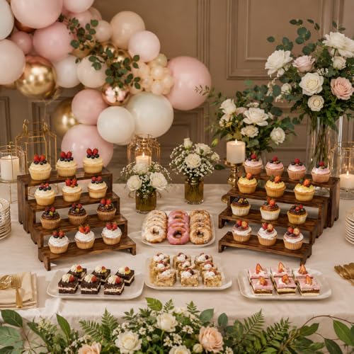 2 Set Wooden Risers Display Stands,Cupcake Stand for Vendor Events