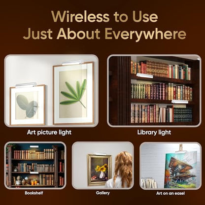 Concepdesigns Picture Light, Battery Operated Picture Light, Dimmable Wireless Picture Lights for Wall, Art Light, Library Light Battery Operated with Remote Control - 11.5 inches, Satin Nickel - color: Satin Nickel, size: 11.5 inch