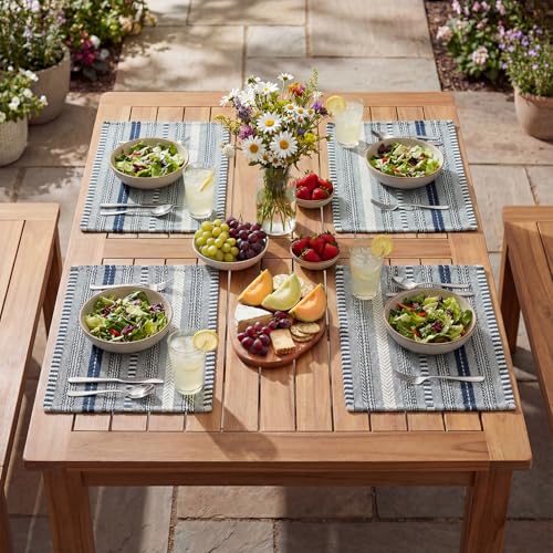 Artoid Mode Dark Blue Woven Braided Stripe Placemats Set of 4-12x18 Inch - color: Dark Blue, size: 12" x 18", 4 Pcs