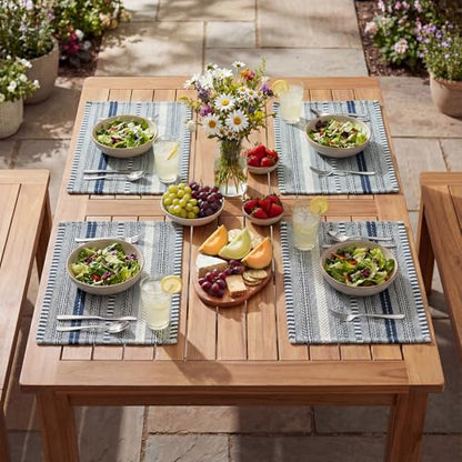Artoid Mode Dark Blue Woven Braided Stripe Placemats Set of 4-12x18 Inch - color: Dark Blue, size: 12" x 18", 4 Pcs