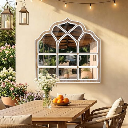 36x36 Inch Window Pane Wall Mirror, Farmhouse Gothic Arched Mirror - color: H - Window - 36x36 in
