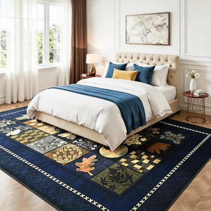 Tepook 5x7 Navy Blue Area Rugs for Living Room Bedroom - color: Blue-b, size: 5' x 7' (Rectangular)