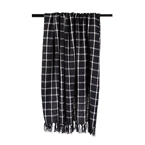 DII Transitional Checked Plaid Woven Throw, 50x60, Black - color: Black, size: 50x60"