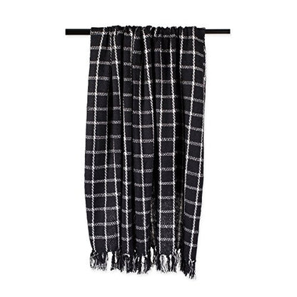 DII Transitional Checked Plaid Woven Throw, 50x60, Black - color: Black, size: 50x60"