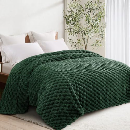 Whale Flotilla Soft Fleece Twin Size Bed Blanket 3D Jacquard, Emerald Green - color: Emerald Green, size: Twin(60x80 Inch)