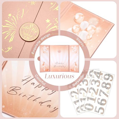 Rose Gold Birthday Party Decorations 18"x12" Guest Sign in Book Alternative - color: Rose Gold