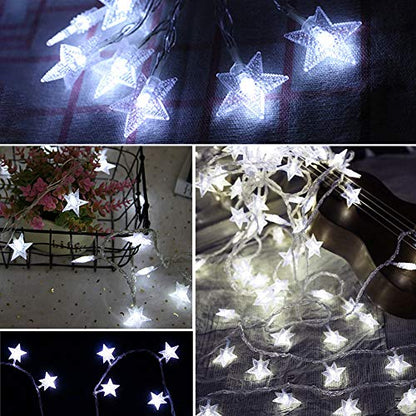 Twinkle Star 100 LED Star String Lights Plug in 33FT, White - color: White, size: Star lights - 49 ft