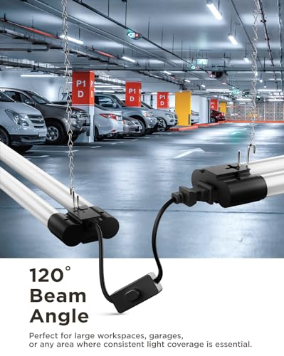 Sunco 6 Pack LED Shop Lights 4FT, Plug in Linkable, Black, 40W=150W - color: Black 6k