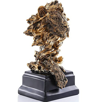 H&W Sandstone Lion Statue, The King of Beast, Collectible Figurines, Golden - color: Golden