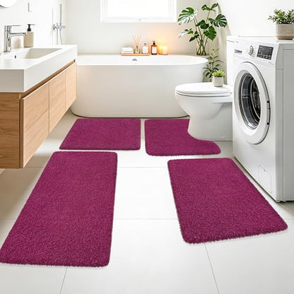 Bathroom Rugs Non Slip 24"x16" Soft Absorbent Bath Mat, Burgundy - color: Burgundy, size: 24" x 16" (Rectangular)