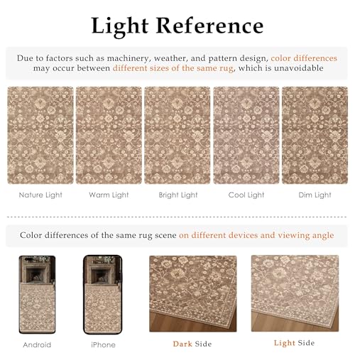 HUGEAR 2x8 Brown Neutral Runner Rugs Washable Rug Carpet - color: Brown, size: 2' x 8' (Runner)