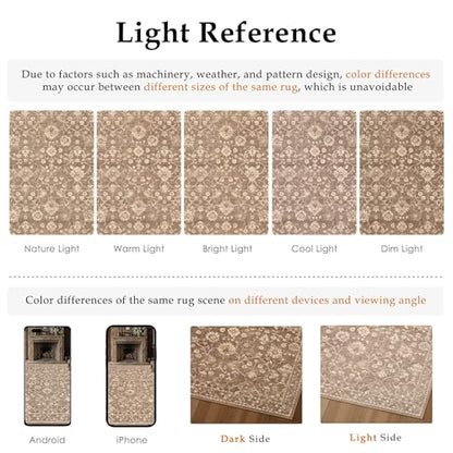 HUGEAR 8x10 Brown Neutral Area Rugs Washable Rug Carpet - color: Brown, size: 8' x 10' (Rectangular)