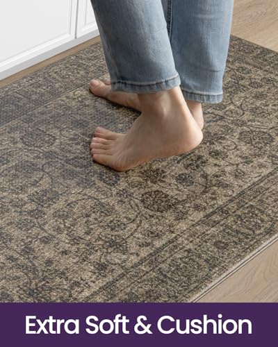 DEXI Kitchen Floor Mats Cushioned Anti Fatigue Runner Rug 24x59 Brown - color: Mottled Brown, size: 59"L x 24"W x 0.4"Th