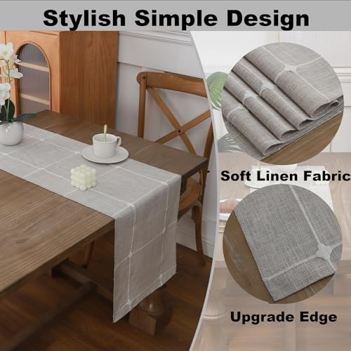 Gernaice 2PCS Boho Table Runner, Modern Plaid Cotton Linen Farmhouse Table Runners for Dresser End Coffee Table Home Decor, 24" L X 13" W Brown - size: 2PCS 13" X 24", style: Brown Plaid