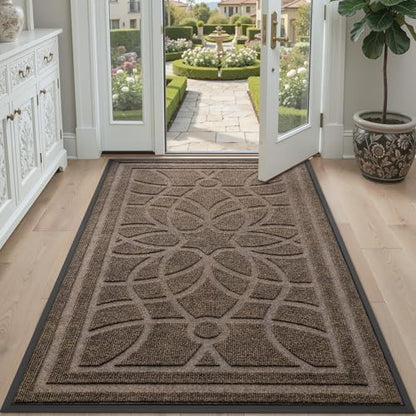 DEXI Front Door Mat Outside Entrance 3x5, Heavy Duty Non Slip, Brown - color: Brown, size: 35" X 59" (Rectangular)