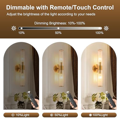 Gold Battery Operated Wall Sconces 1 Pack, Dimmable Rechargeable Sconce - color: Brushed Gold（1 Pack）