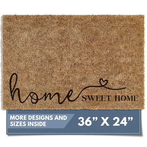 Barnyard Designs Front Door Welcome Mat (Home Sweet Home Script, 36x24) | Printed Polyester Outdoor Rug with Non-Slip Backing; Farmhouse Doormat for Patio, Garage, or Entrance; Fits Outside Entryway - color: Home Sweet Home Script, size: 36 x 24 inches