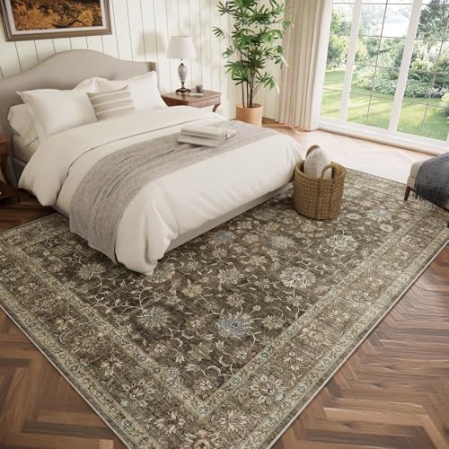 Washable 8x10 Area Rugs for Living Room Bedroom, Mocha/Taupe - color: Mocha/Taupe, size: 8' x 10' (Rectangular)