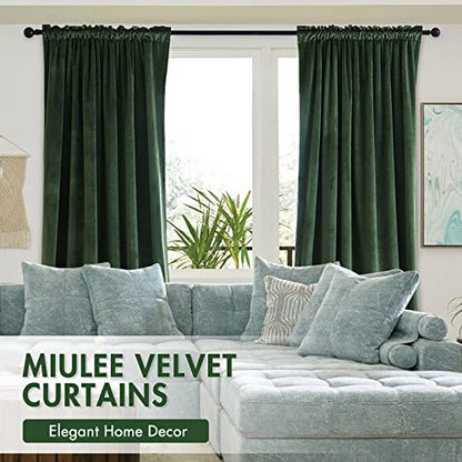 MIULEE Olive Green Blackout Velvet Curtains Drapes 63 Inch Long 52"x63" - color: Olive Green, size: 52"W x 63"L (Pack of 2)