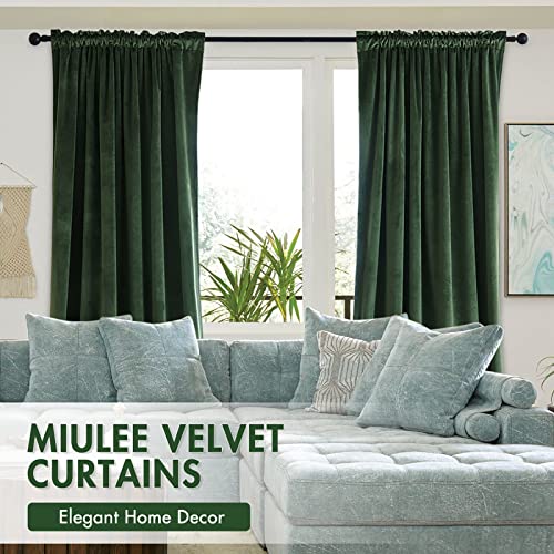 MIULEE Olive Green Blackout Velvet Curtains Drapes 72 Inch Long 52"x72" - color: Olive Green, size: 52"W x 72"L (Pack of 2)