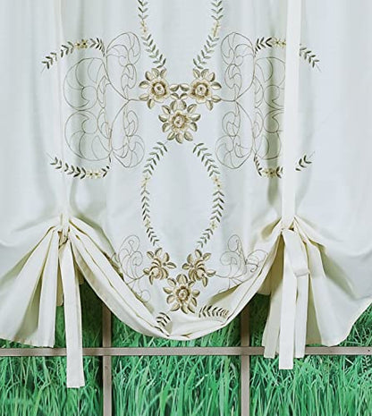 Today's Curtain Verona Reverse Embroidery Tie-Up Shade, 63", Ecru/Antique, 50" W X 63" L - color: Ecru/Antique, size: 50"W x 63"L (Pack of 1)