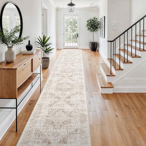 3x20 Washable Runner Rug: Vintage Non Slip Long Hallway Rugs IvoryBeige - color: Ivory/Beige, size: 3x20