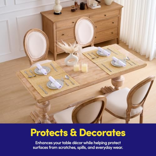 Sweet Home Collection 100% Cotton Placemats for Dining Room Rectangle Two Tone Woven Fabric 13" x 19" Soft Durable Table Mat Set, Set of 4, Gold - color: Gold, size: Rectangle 13" x 19"