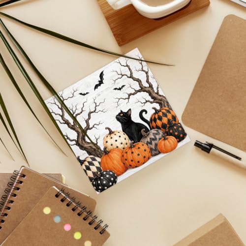 Halloween Black Cat Pumpkin Wood Box Sign Desk Decor 5X5 - color: Pumpkin Cat