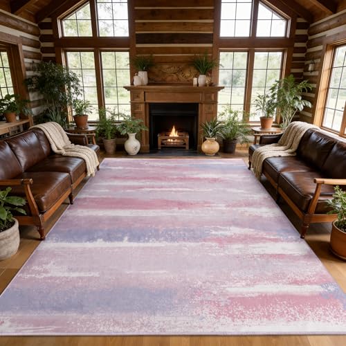 9x12 Area Rugs for Living Room, Pink Modern Abstract Rugs - color: Pink, size: 9' x 12' (Rectangular)