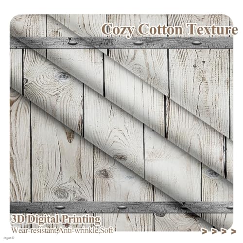 Renaiss 52x18 Inch Rustic Wooden Barn Door Kitchen Window Curtains Over Sink Vintage Wooden Farmhouse Half Window Curtains Cafe Dining RV Camper Valance Curtains Rod Pocket Window Drapes Linen Fabric - color: Grey-a, size: 52"W x 18"L (Pack of 1)