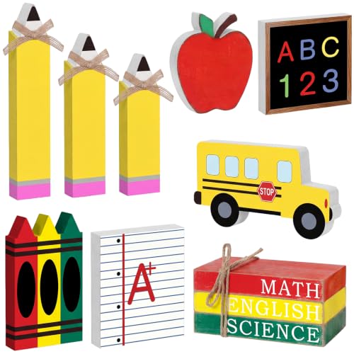 11 Pcs Back to School Tiered Tray Decor, Table Centerpiece Decor - style: Back to School