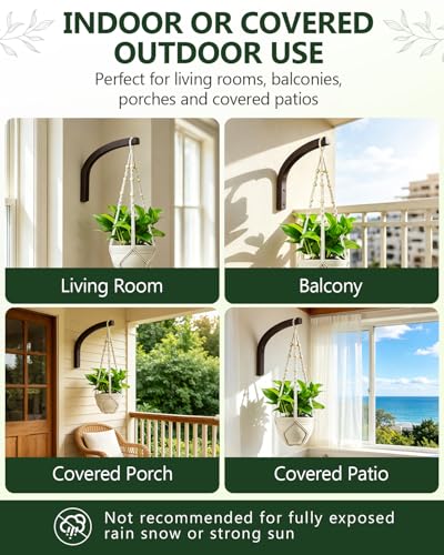 Stylish Wooden Plant Hanger – 2 Pack, 8-Inch Indoor/Outdoor Wall Hooks for Hanging Planters, Flower Pots, Lanterns, and Wind Chimes – Premium Beech Wood Home Decor - style: 6-Arc Style(2Pack)