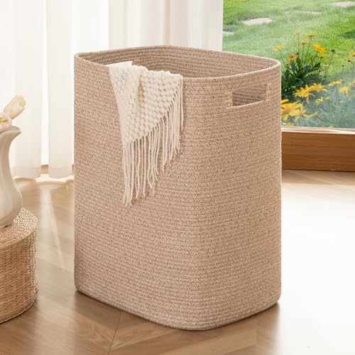 OIAHOMY Laundry Hamper Laundry Basket Cotton Rope Storage Baskets Brown - color: Brown variegated
