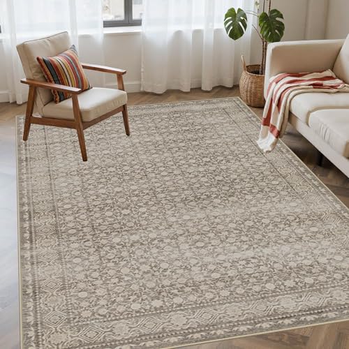 Rugxara 4x6 Vintage Boho Washable Rug for Bedroom(Beige) - color: Apricot, size: 4' x 6' (Rectangular)