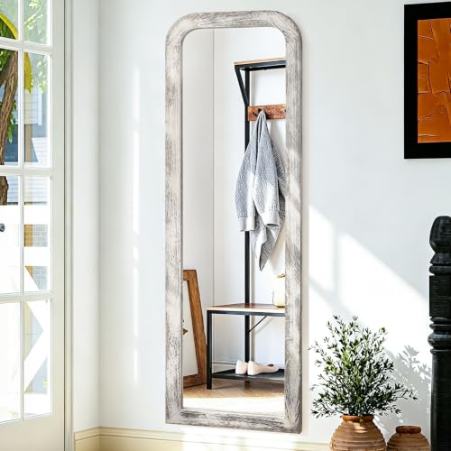 AAZZKANG Mirror Full Length Rectangle Wood Framed Large Wall Mirrors White - color: Rustic White, size: 47"L x 16"W