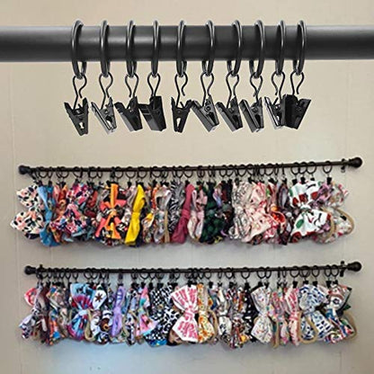 LLPJS Curtain Rings with Clips, 1 inch ID, 44 Pack, Black - color: Black, size: 1" I D Set of 44