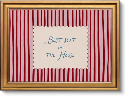 Funny Bathroom Wall Art, Vintage Gold Framed Best Seat in the House, 16x24 - color: red, size: 24"L x 16"W