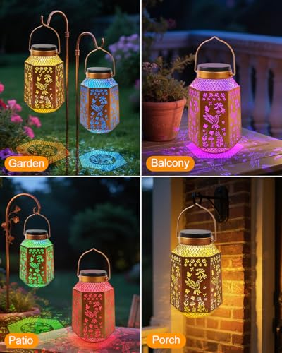 Hummingbird Lantern Solar Outdoor, Large Solar Lanterns Outdoor Waterproof - size: Hummingbird Lanterns