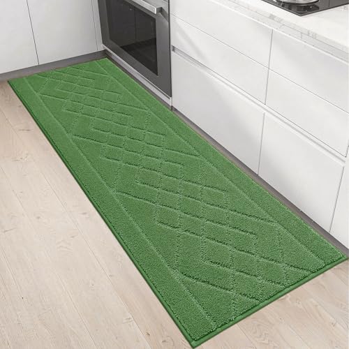 BEQHAUSE Kitchen Runner Rug Non Slip Kitchen Rugs, 20" x 59", Green - color: Green, size: 20" X 59"