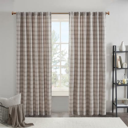 Madison Park Plaid Window Curtain Thermal Insulated, 1 Panel, 50x84 Brown - color: Rod Pocket & Back Tab, Brown, size: 50"W x 84"L (Pack of 1)