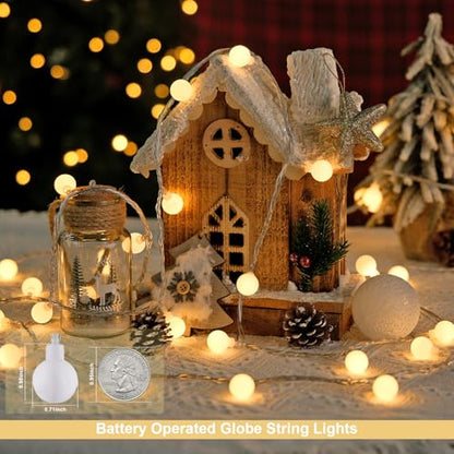JMEXSUSS Warm White 100 LED Globe Battery Operated Christmas Lights Indoor - color: Warm White, size: 100 LED Battery