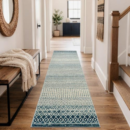 Entry Way Rugs Indoor Runner, 2'6''x8' Coastal Runner Rug - color: Royal Blue, size: 2'6" x 8' (Runner)