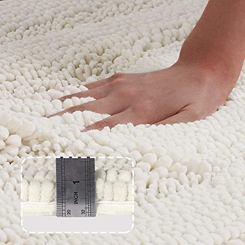 Turquoize Small Bathroom Rug 17x24, Soft Absorbent Chenille Bath Rug, Cream - color: Cream, size: 17" x 24"