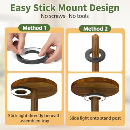 LASZOLA Wood Small Plant Stand Table Indoor Tall with Lights, 3 Tier Brown - color: Brown with Light, size: 3 Tier