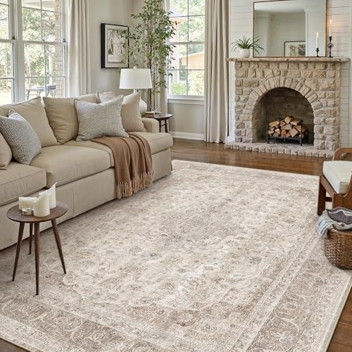 PureCozy 10x12 Area Rug Washable Beige Vintage Traditional Oriental - color: Antique | Beige, size: 10' x 12' (Rectangular)