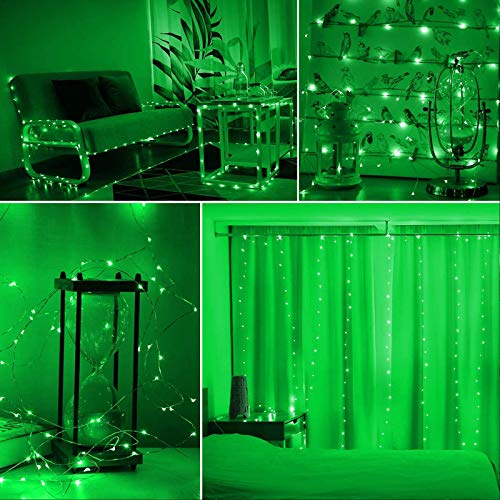 RUICHEN Fairy Lights Plug in with Remote, Copper Wire 33 Ft 100 LED, Green - color: Green
