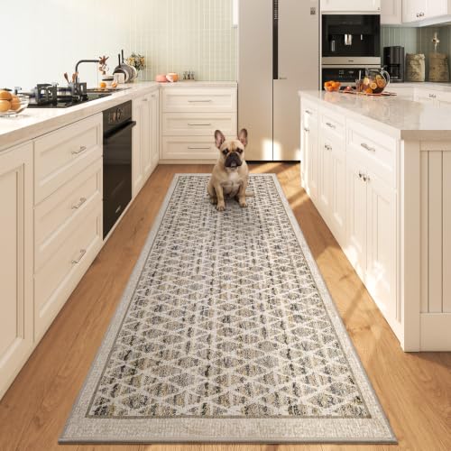 Runner Rug Hallway,Low Pile Kitchen Rug for Entryway,Beige,2x6ft - color: Beige, size: 2'x6'